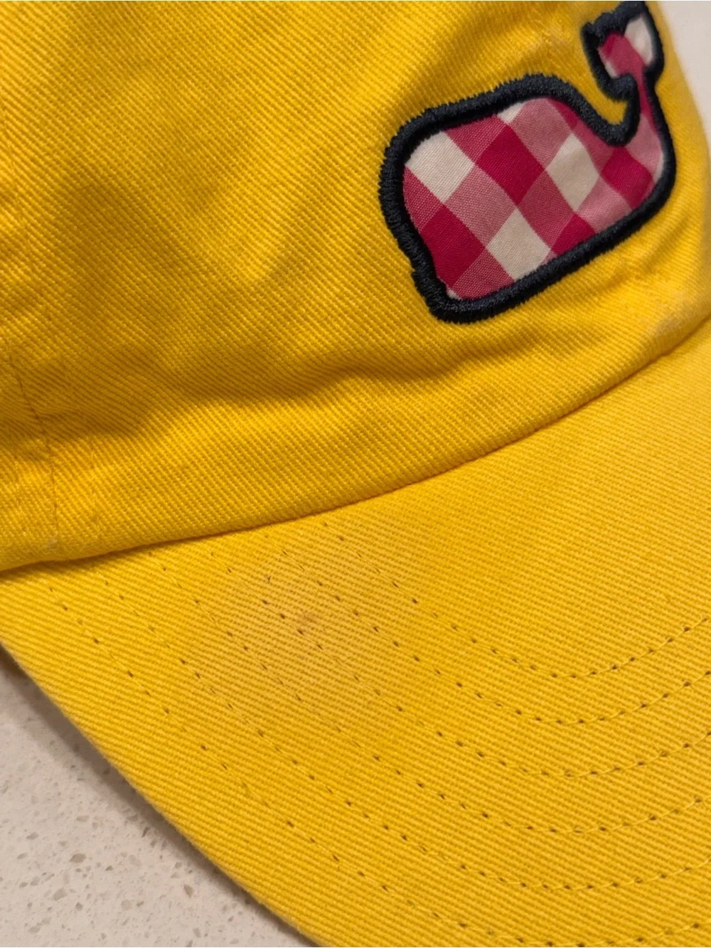 Vineyard Vines Yellow Gingham Whale Embroidered Baseball Cap Dad Hat OSFA